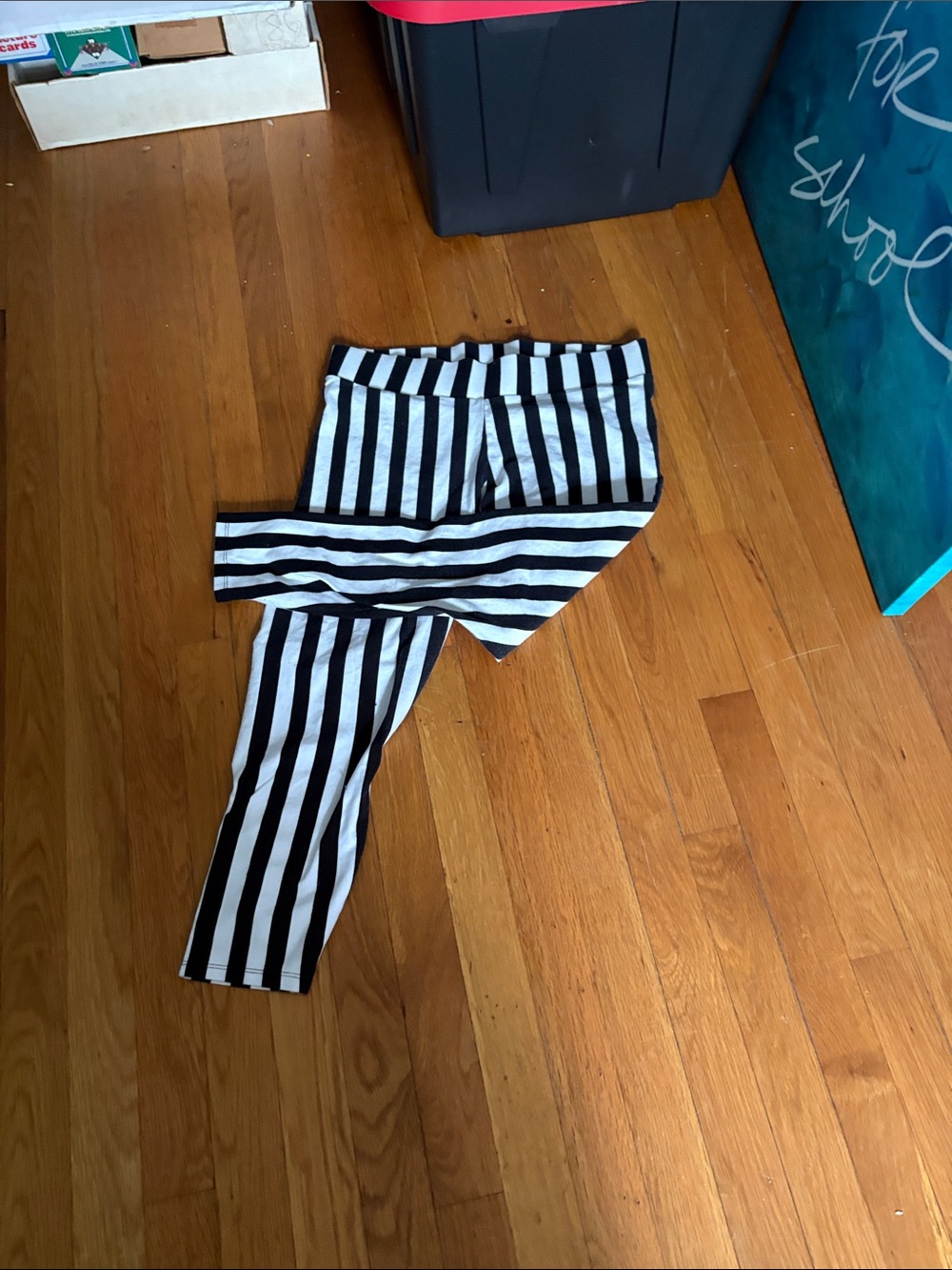 Kids Black & White Striped Leggings
